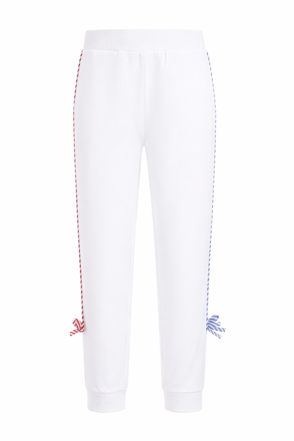 Pantaloni per bambina Monnalisa bianchi con nastro con logo 19G406 7012 0099 MONNALISA KIDS