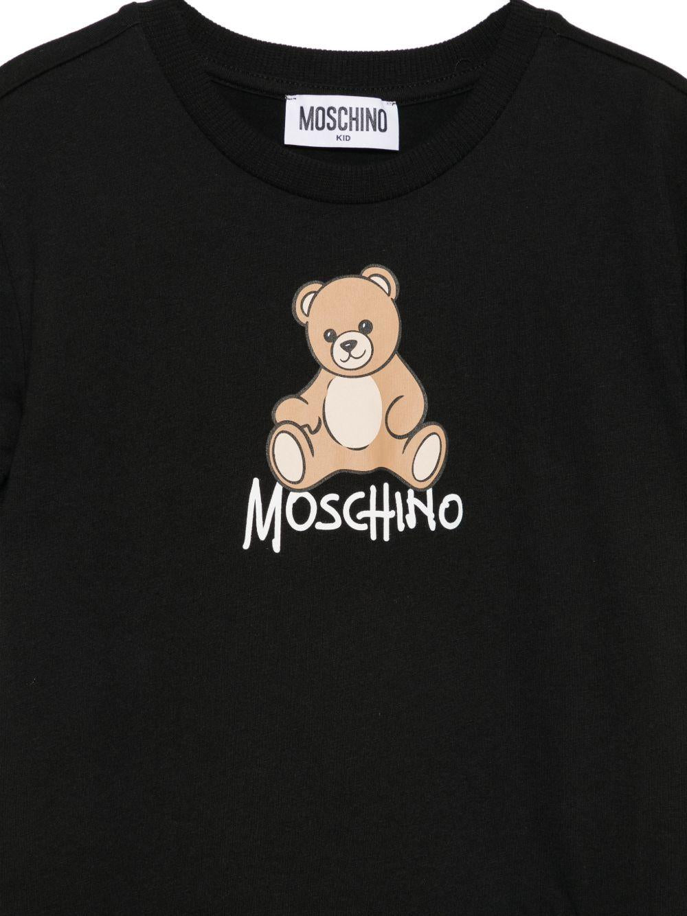 Abito per bambina Moschino Kids nero con motivo Teddy Bear HDV0IHLAA10 60100 MOSCHINO KIDS
