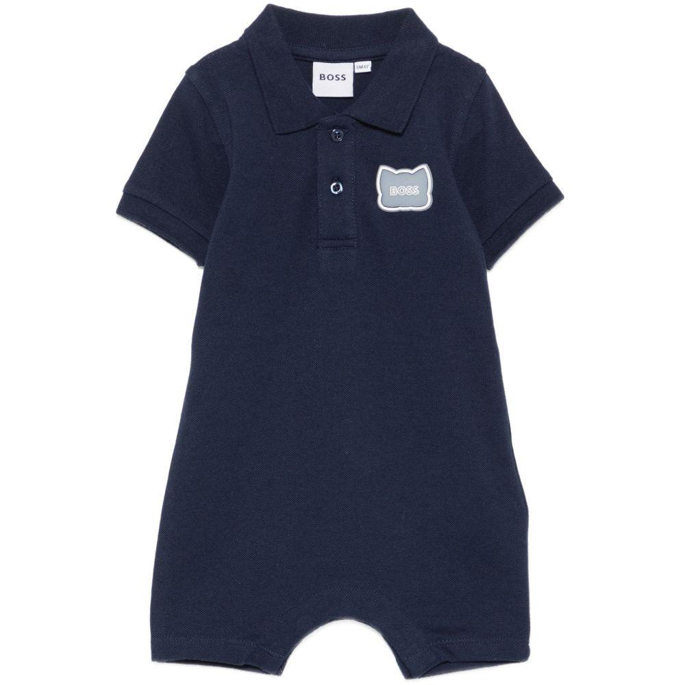 Tutina per neonato Boss Kids blu con dettaglio applicato J53033 849 BOSS KIDS