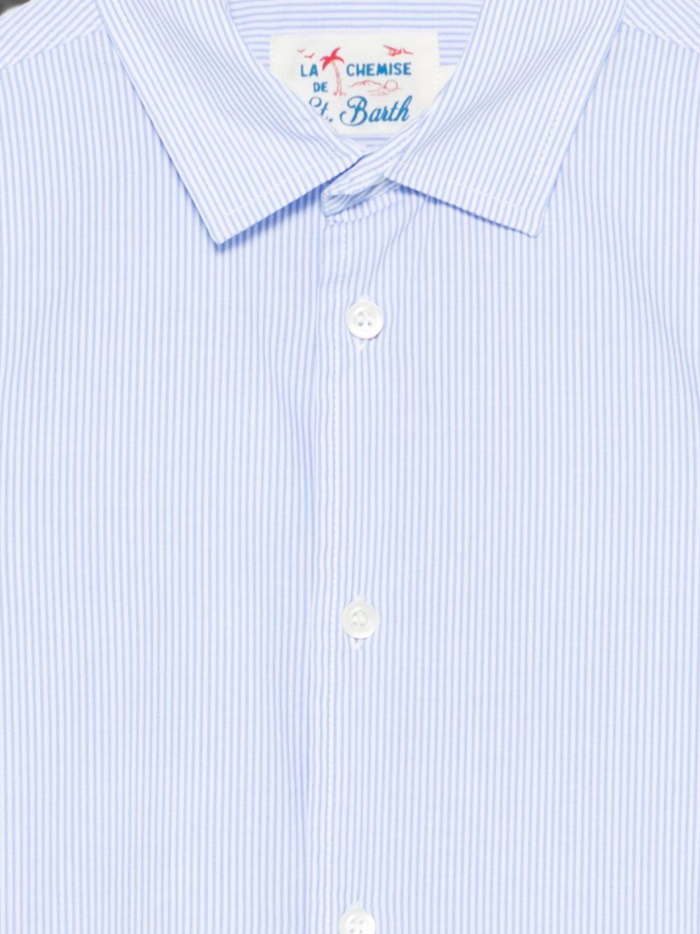 Camicia a righe per bambino MC2 Saint Barth Kids azzurro con stampa di Snoopy dei Peanuts SIF0001 00945L MC2 ST. BARTH KIDS