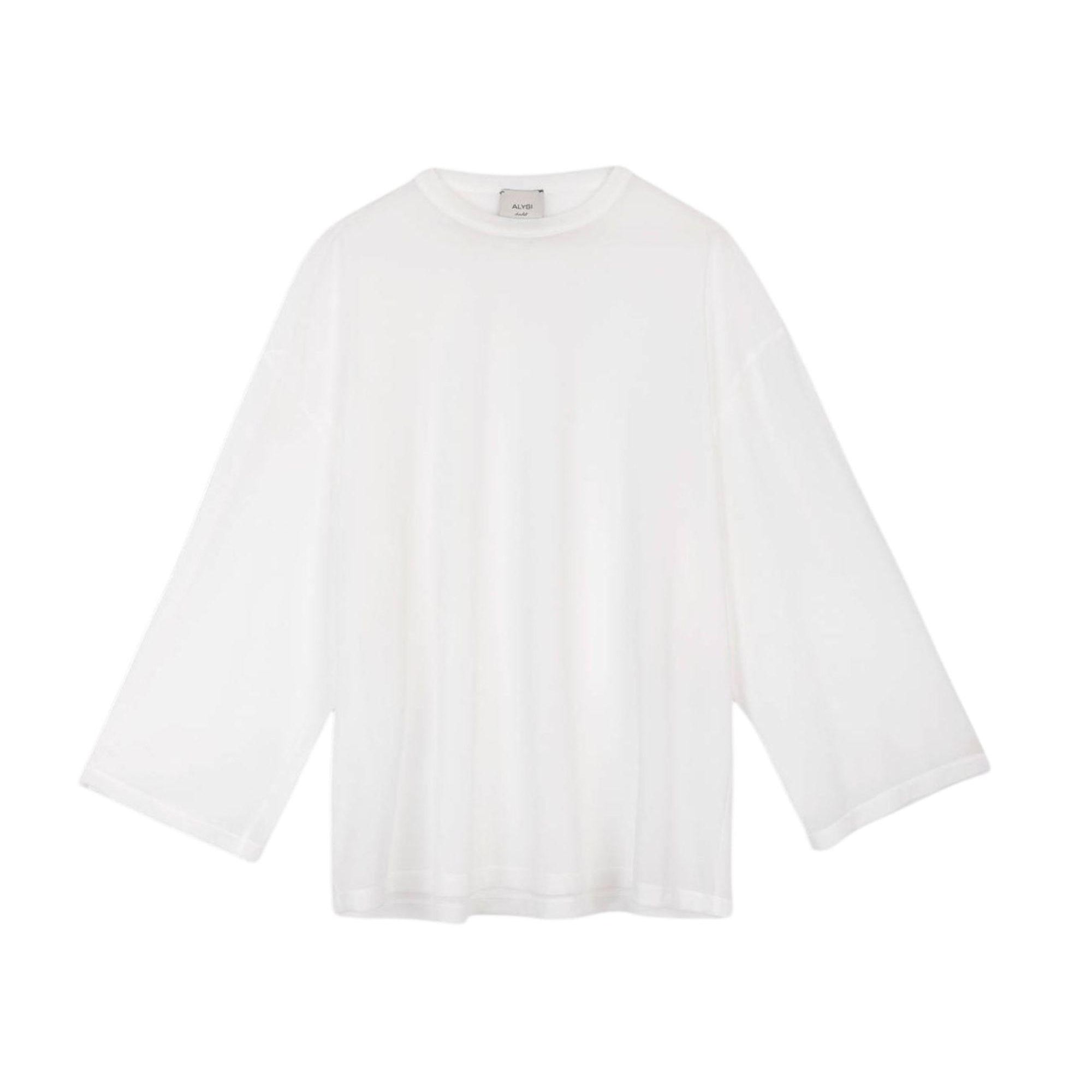 T-shirt per donna Alysi bianca con effetto semi-trasparente 116437 P6208 BI ALYSI