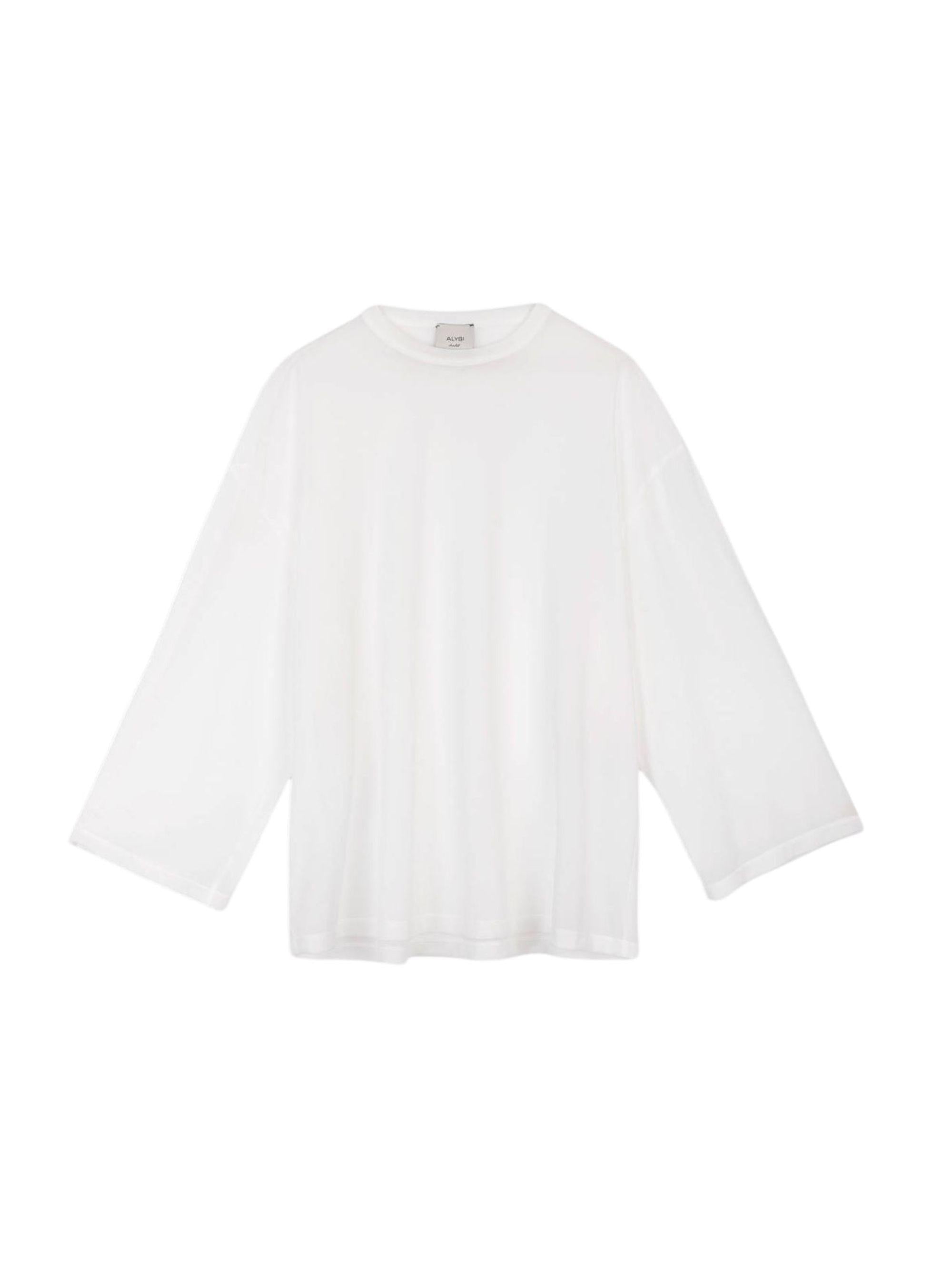 T-shirt per donna Alysi bianca con effetto semi-trasparente 116437 P6208 BI ALYSI