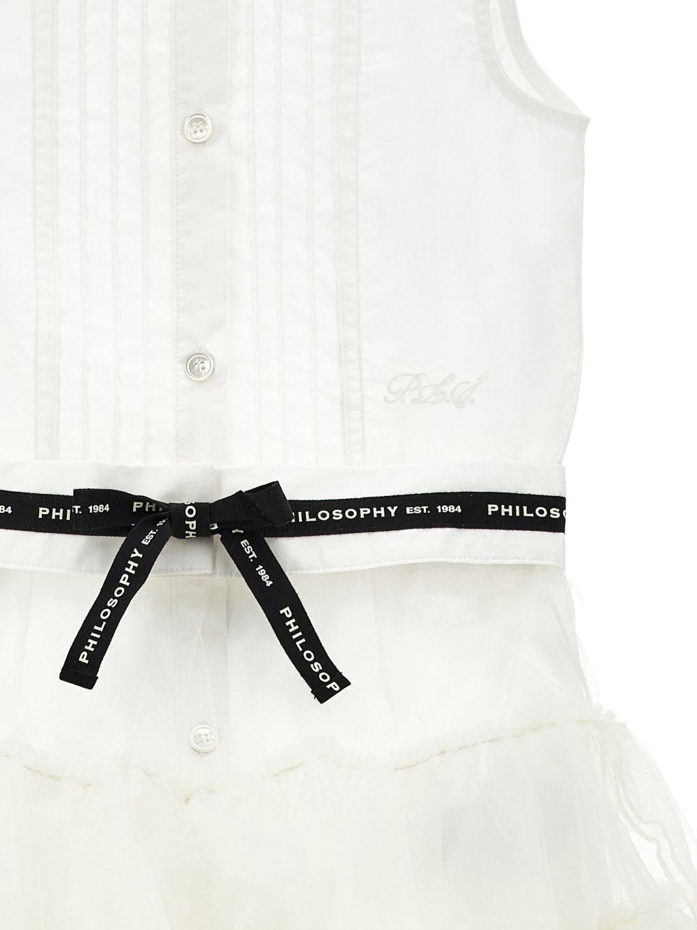 Abito per bambina Philosophy Di Lorenzo Kids bianco con chiusura a bottoni I1G201 7116 0001 PHILOSOPHY KIDS
