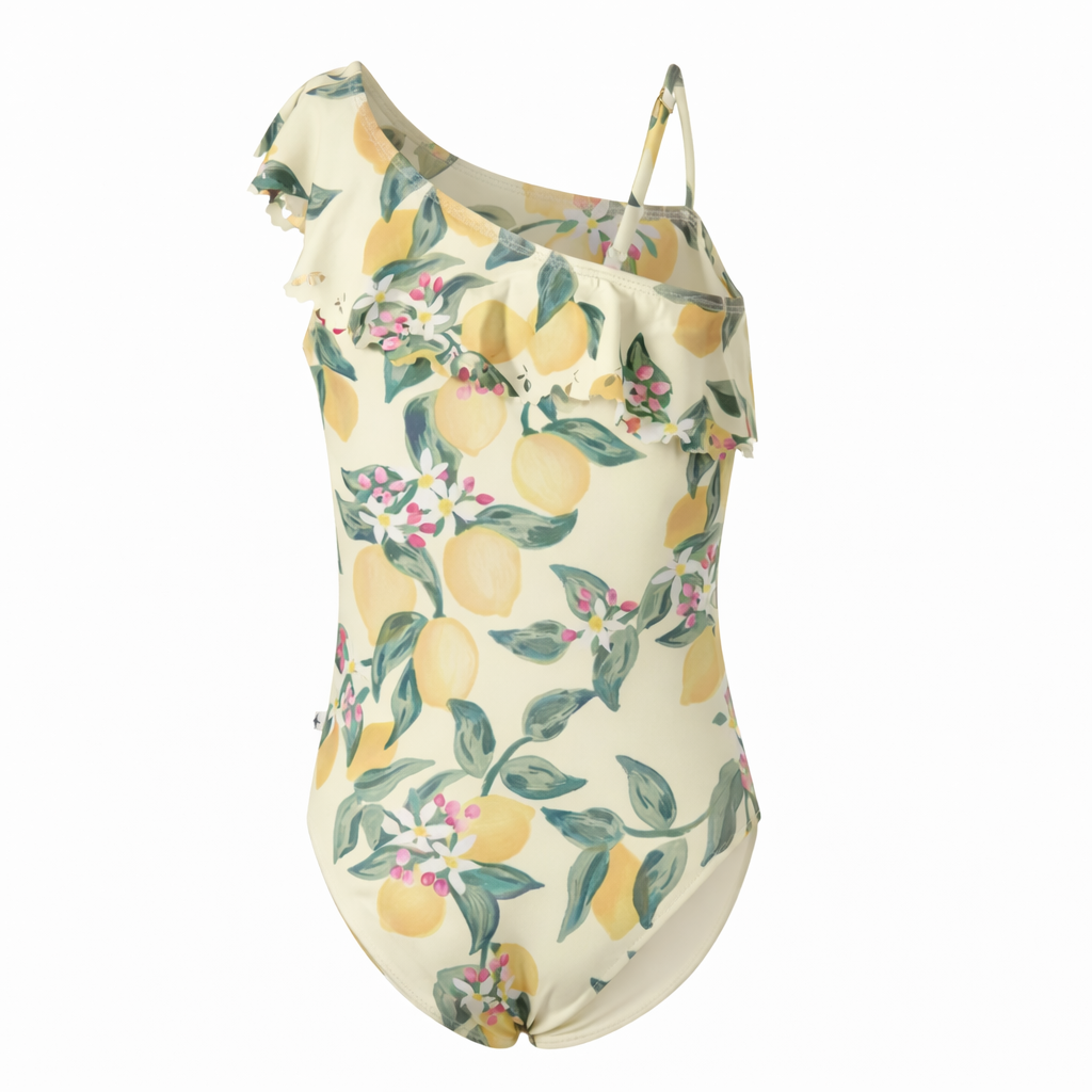 Costume Net per bambina Molo beige con stampa Limoni all-over 8S26P502 9505 MOLO KIDS
