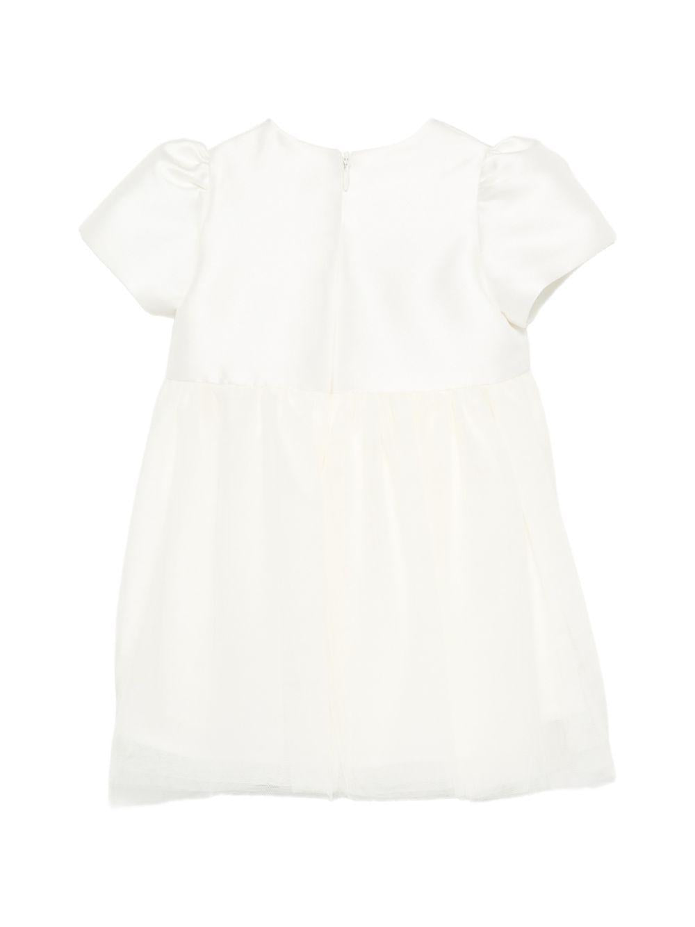 Abito per neonata Simonetta bianco con applicazione floreale SY1021 T0002 102 SIMONETTA KIDS