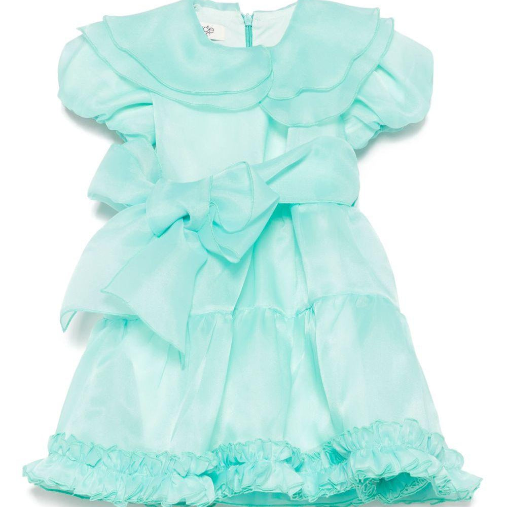 Abito per neonata A'lapage verde acquamarina con ruches AL22 TIFFANY A'LAPAGE