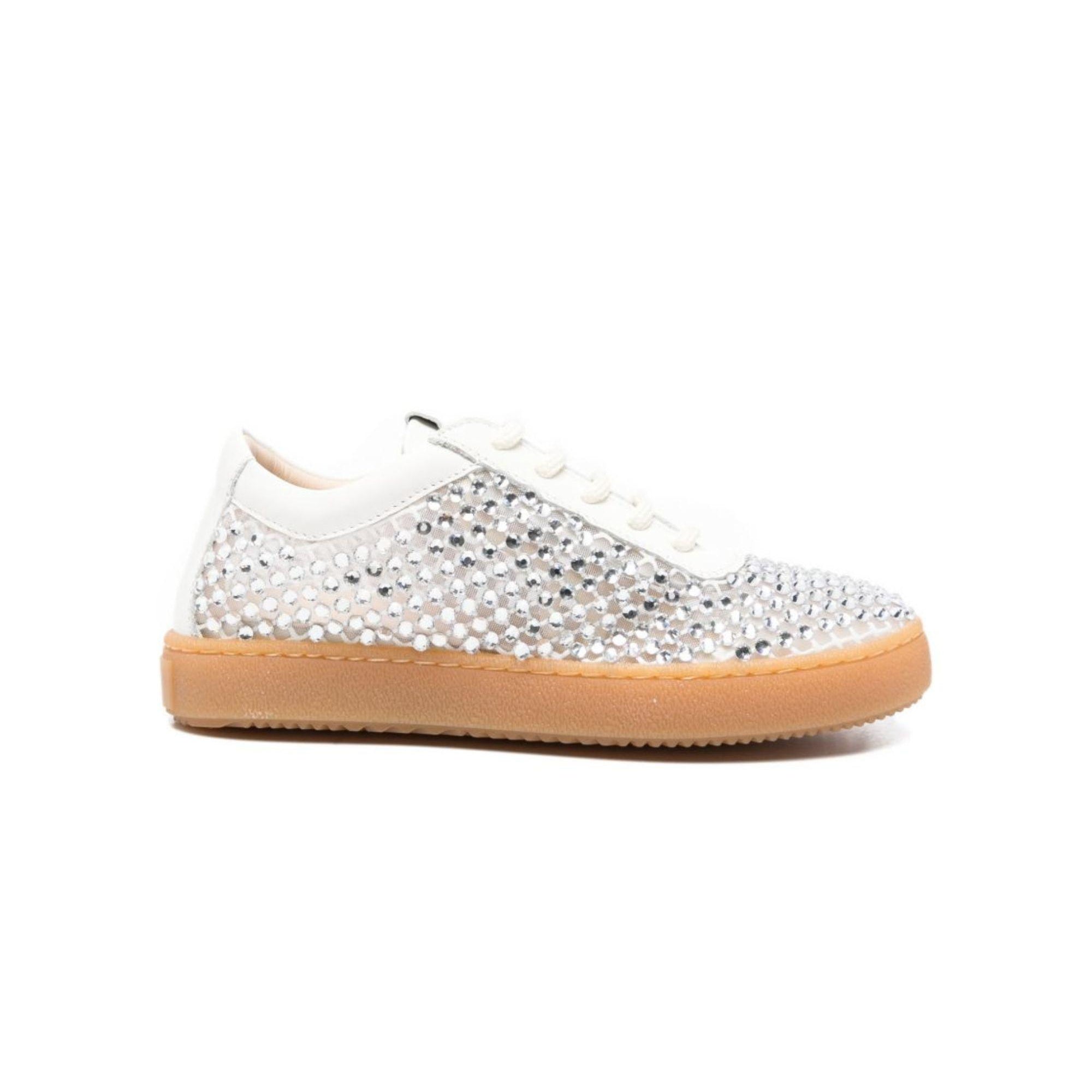 Sneakers per bambina Florens bianco latte con reticolo decorato F1253 1/2 LATTE FLORENS KIDS