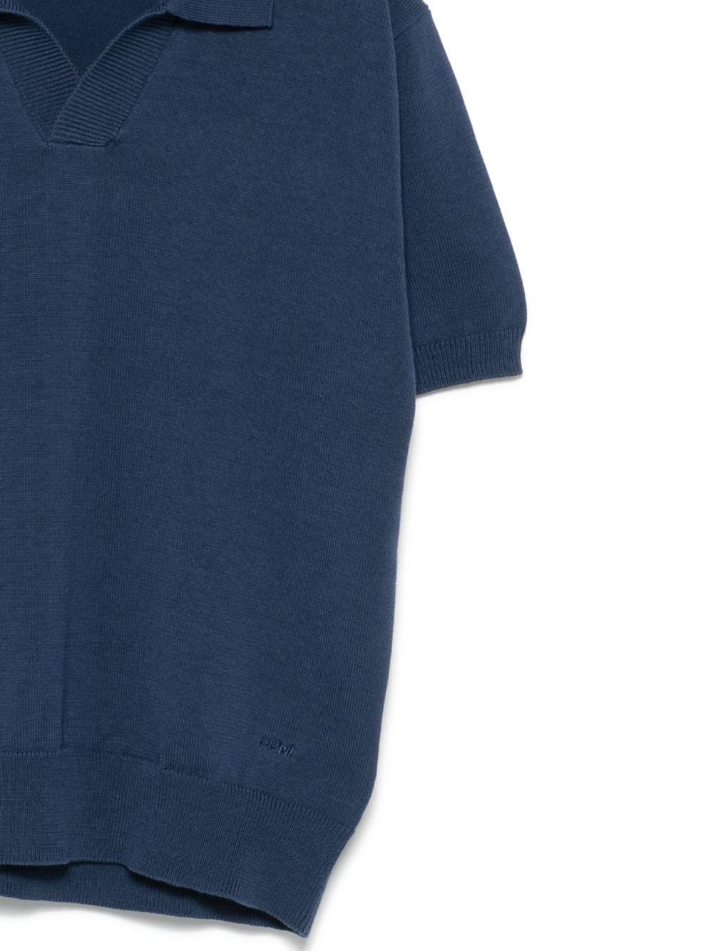 Polo in cotone per bambino Paolo Pecora Kids blu con orlo a coste PP3982 AZZ PAOLO PECORA KIDS