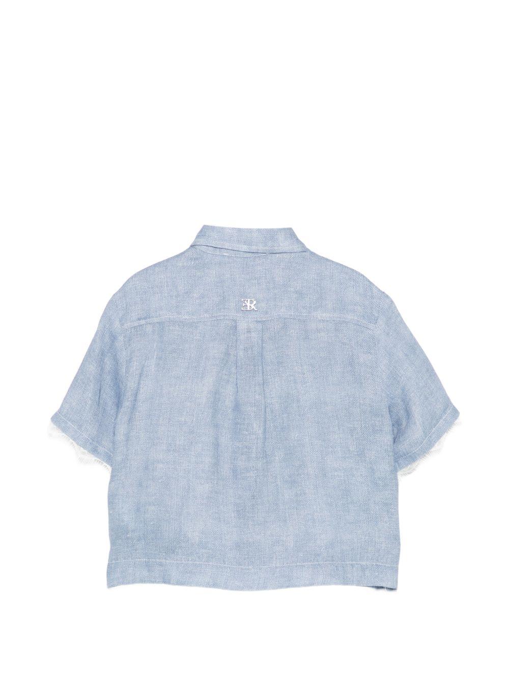 Camicia per bambina Ermanno Scervino Junior in denim con ricamo all-over Z1G311 7674 0062 ERMANNO SCERVINO JUNIOR