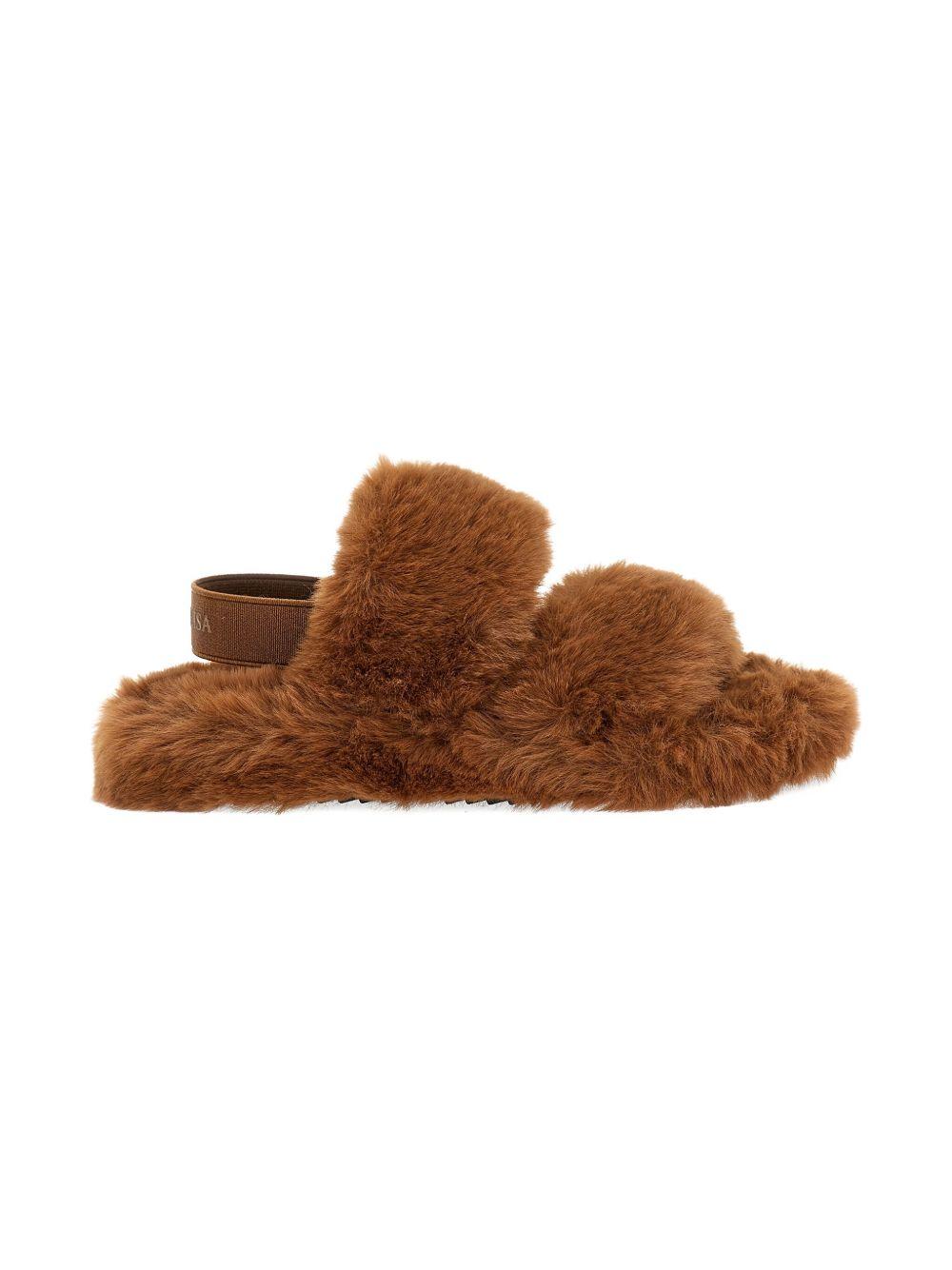 Sandali per bambina Monnalisa marrone in pelliccia sintetica 87F004 6708 0006 MONNALISA