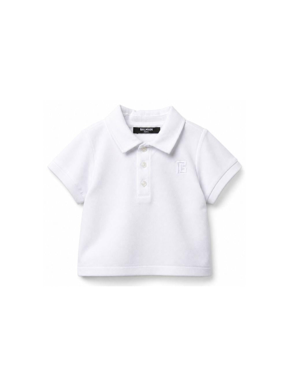 Polo per neonato Balmain Kids bianca con colletto BY8621 Z3658 100 BALMAIN KIDS
