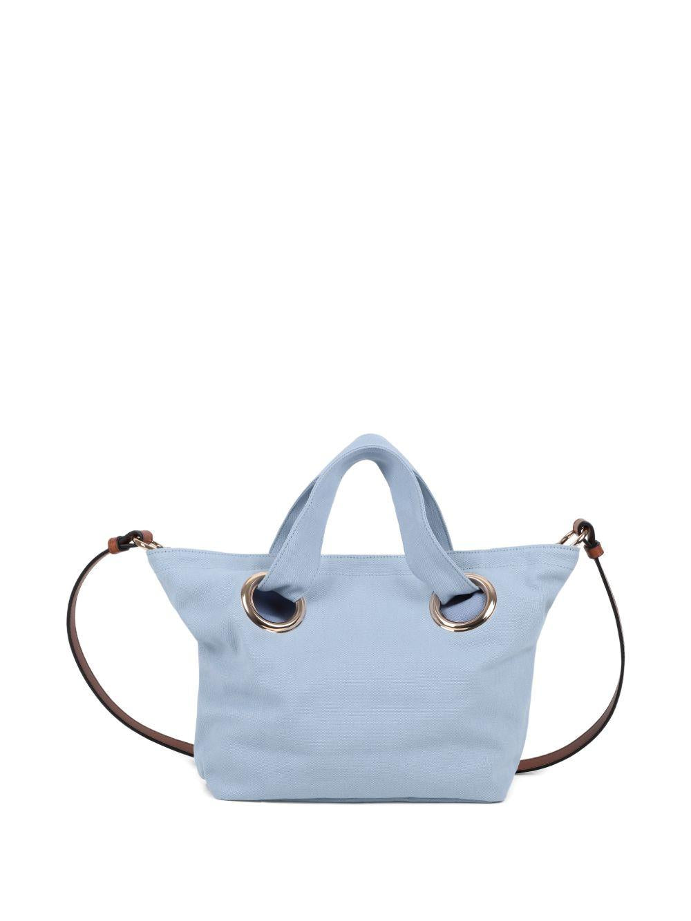 Borsa tote per bambina Chloé Kids azzurra con logo ricamato sul davanti C20872 821 CHLOE' KIDS