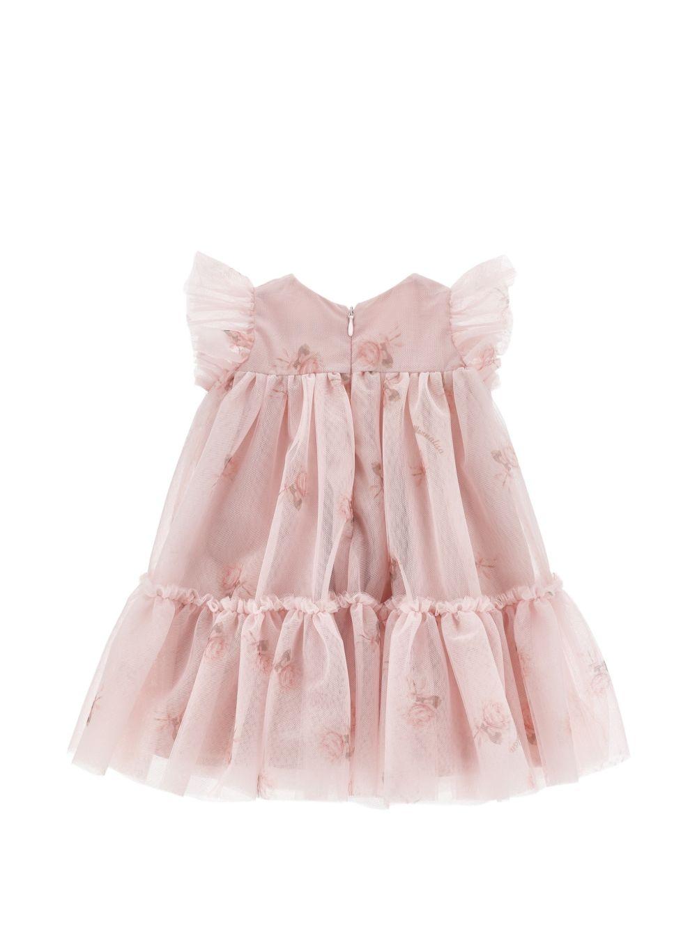 Abito per neonata Monnalisa Kids rosa con strato superiore in tulle 31H910 8652 094F MONNALISA KIDS