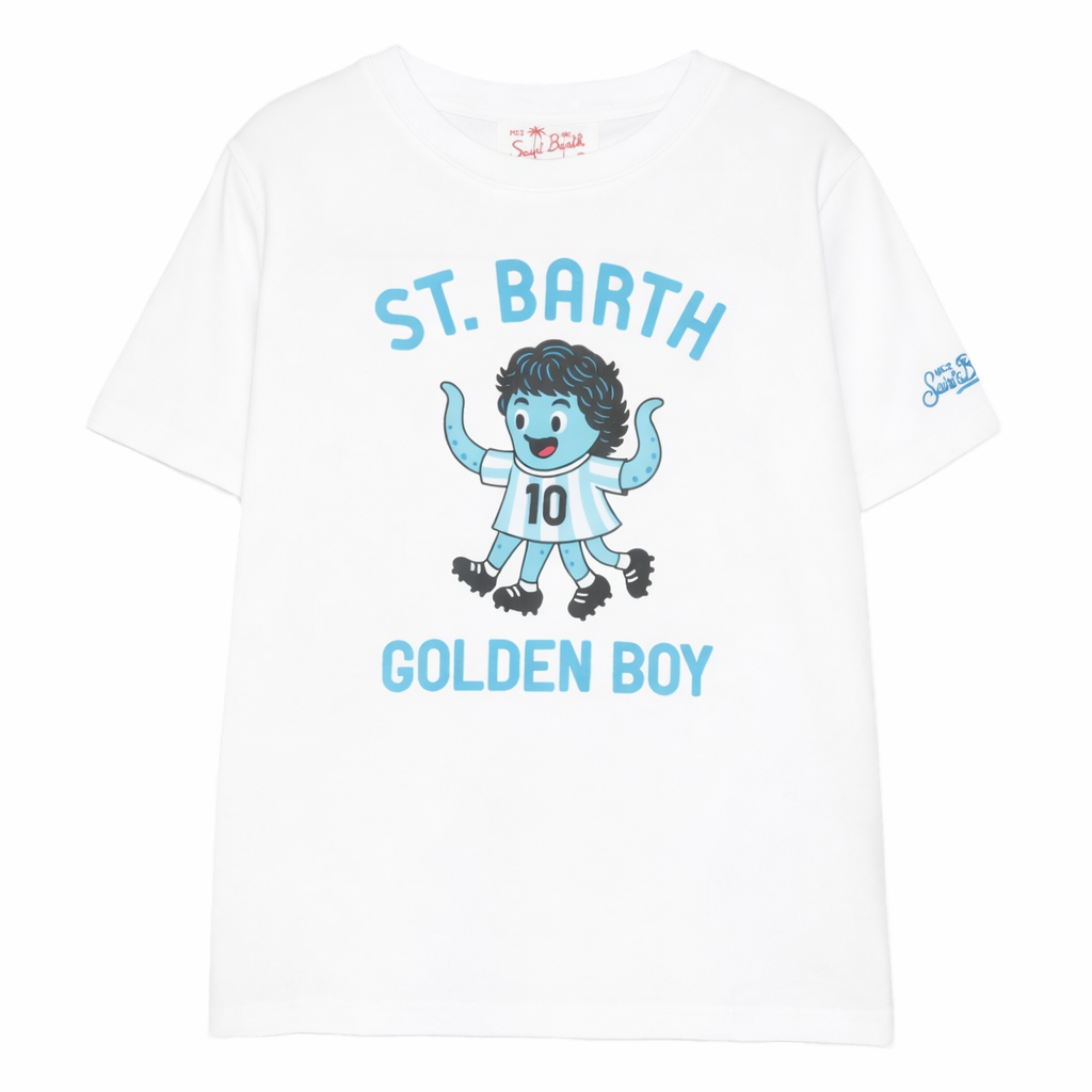T-shirt per bambino MC2 Saint Barth Kids bianca con stampa grafica Denver DNV0001 01959L MC2 ST. BARTH KIDS