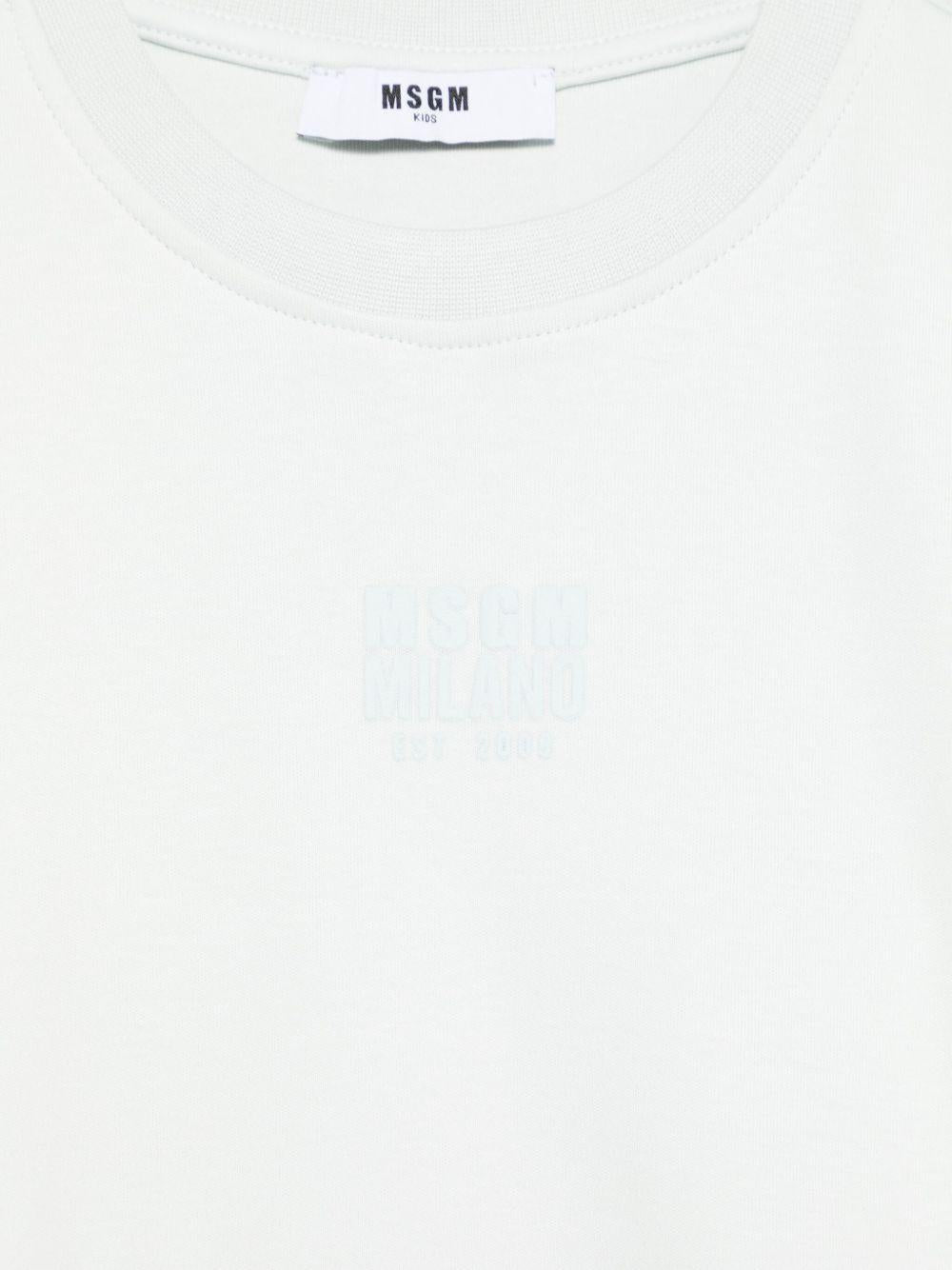 T-shirt con logo per bambino MSGM Kids celeste con orlo a coste S5MSJUSW167 MS013 MSGM KIDS