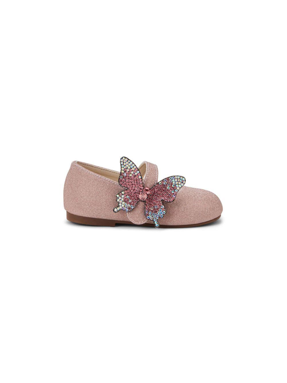 Ballerine per bambina BabyWalker rosa con applicazione farfalla PB5843 DUSTY PINK BABYWALKER KIDS