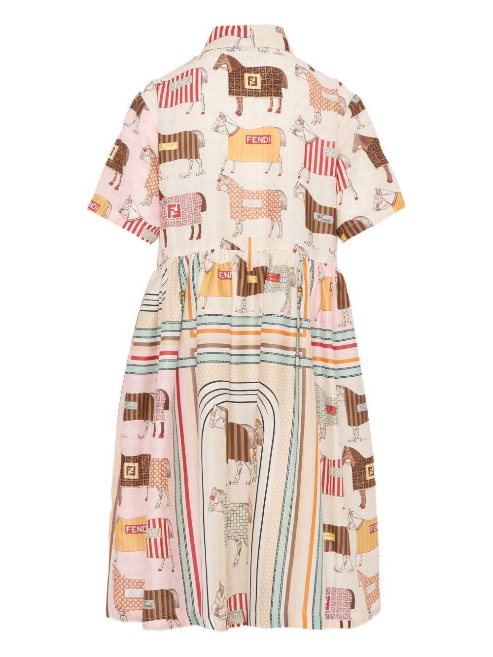 Abito per bambina Fendi Kids beige a righe JFB837 AVVY F0B8F FENDI KIDS