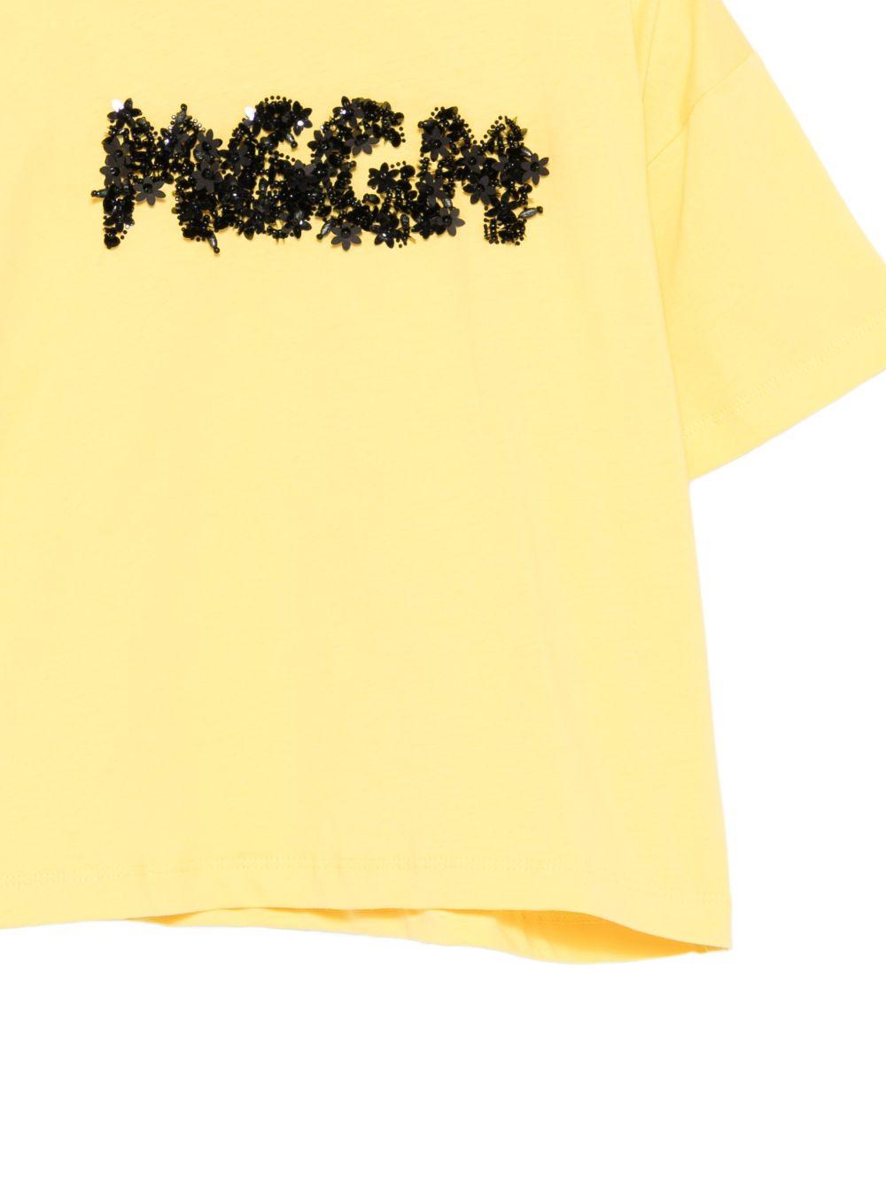 T-shirt per bambina MSGM Kids gialla con applicazione logo S6MSJGTH087 MS009 MSGM KIDS