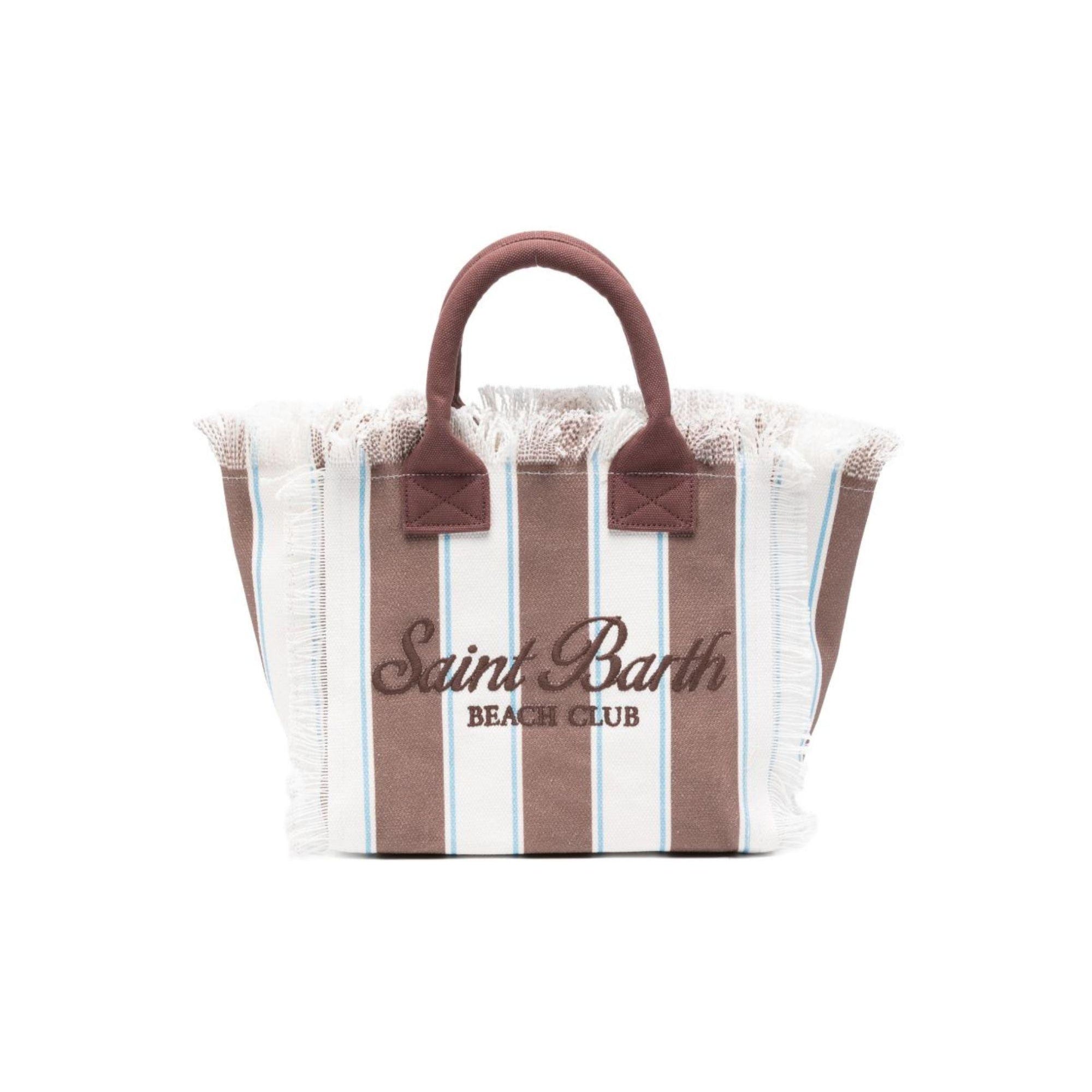 Borsa Colette MC2 Saint Barth bianca e marrone con motivo a righe COL0001 02597L MC2 ST. BARTH KIDS