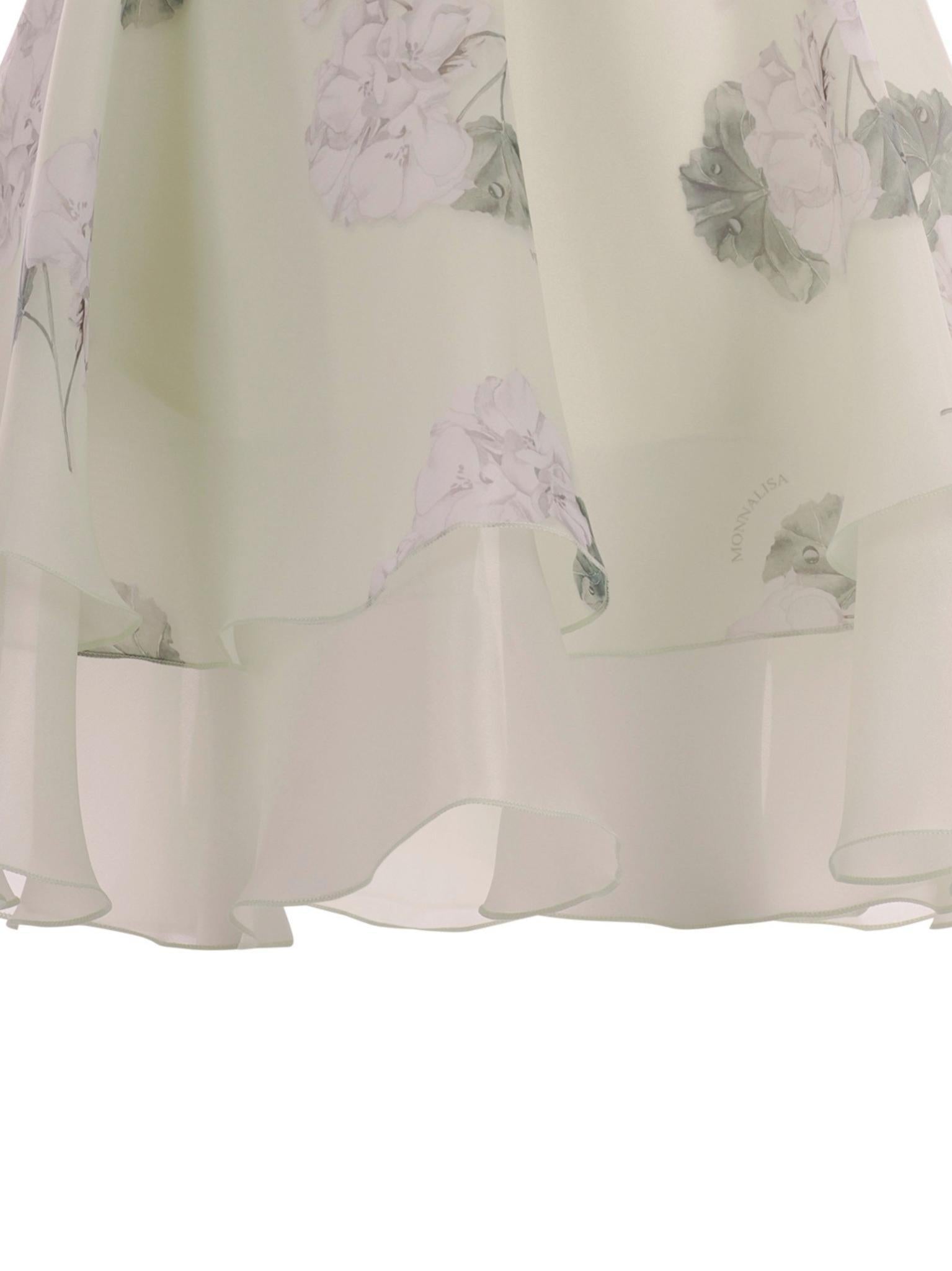 Gonna per bambina Monnalisa verde con stampa a fiori all-over 71G702 7652 0020 MONNALISA KIDS