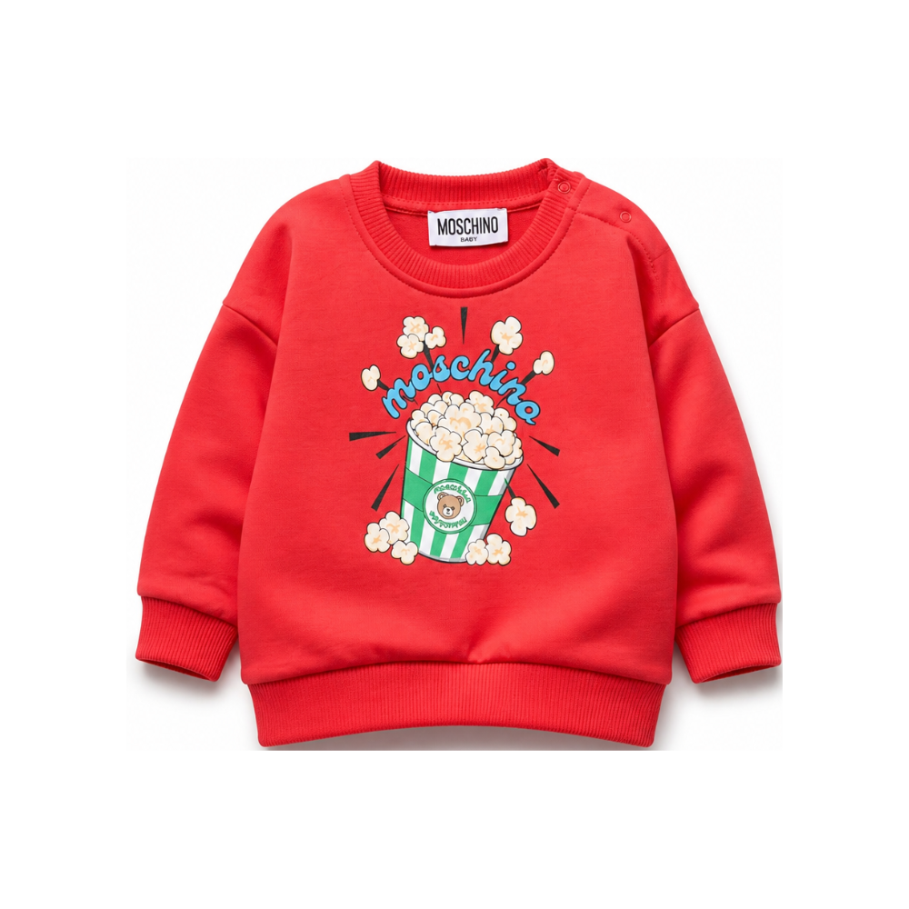 Felpa per neonati Moschino Kids rossa con stampa grafica MUF06QLCA40 50109 MOSCHINO KIDS