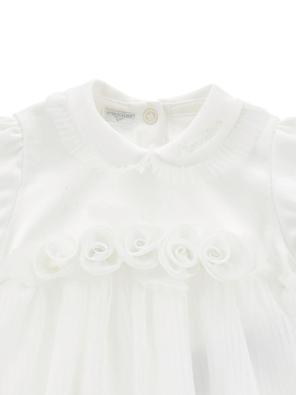Abito per neonata Monnalisa bianco con dettaglio rosa 35G201 7010 0001 MONNALISA KIDS