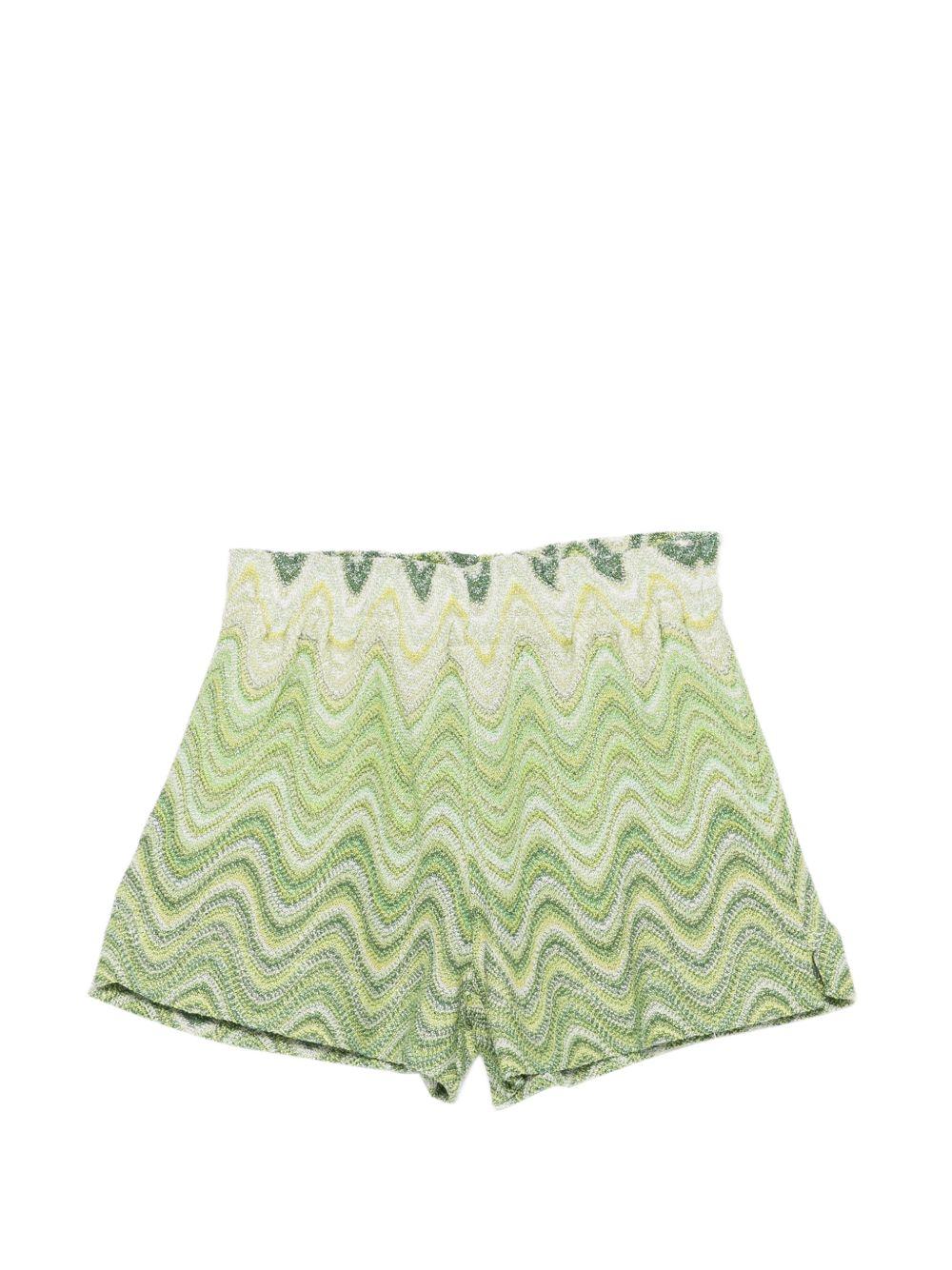 Shorts per bambina MC2 Saint Barth Kids verde con motivo zigzag MEA003 01121L MC2 ST. BARTH KIDS