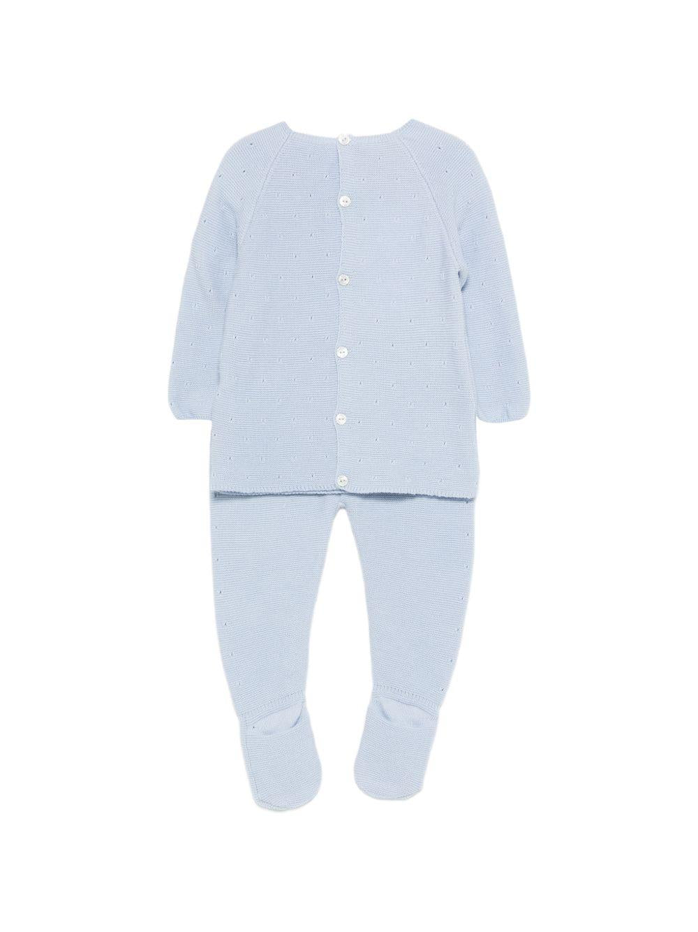 Set maglioncino e pantaloni per neonati Paz Rodriguez blu con lavorazione in pointelle 103-123688 860 PaZ RODRIGUEZ KIDS