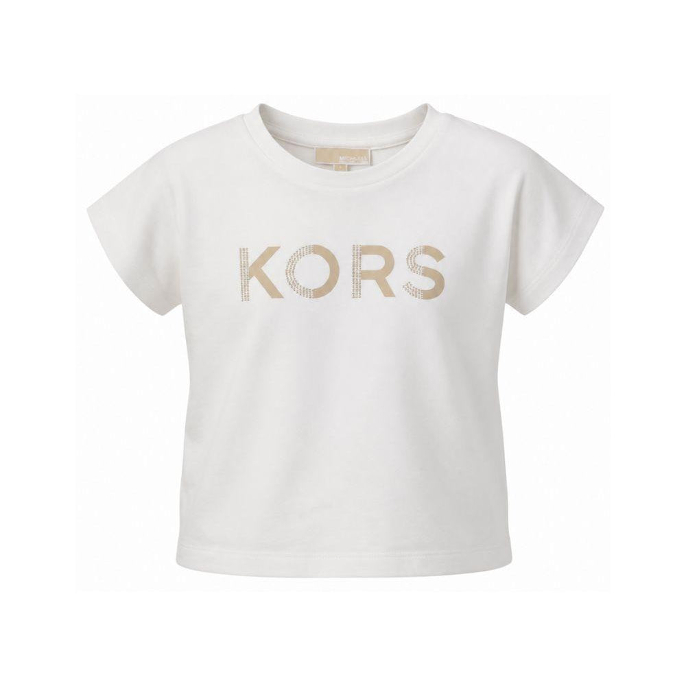 T-shirt per bambina Michael Kors Kids bianca con dettaglio logo R30607 117 MICHAEL KORS KIDS