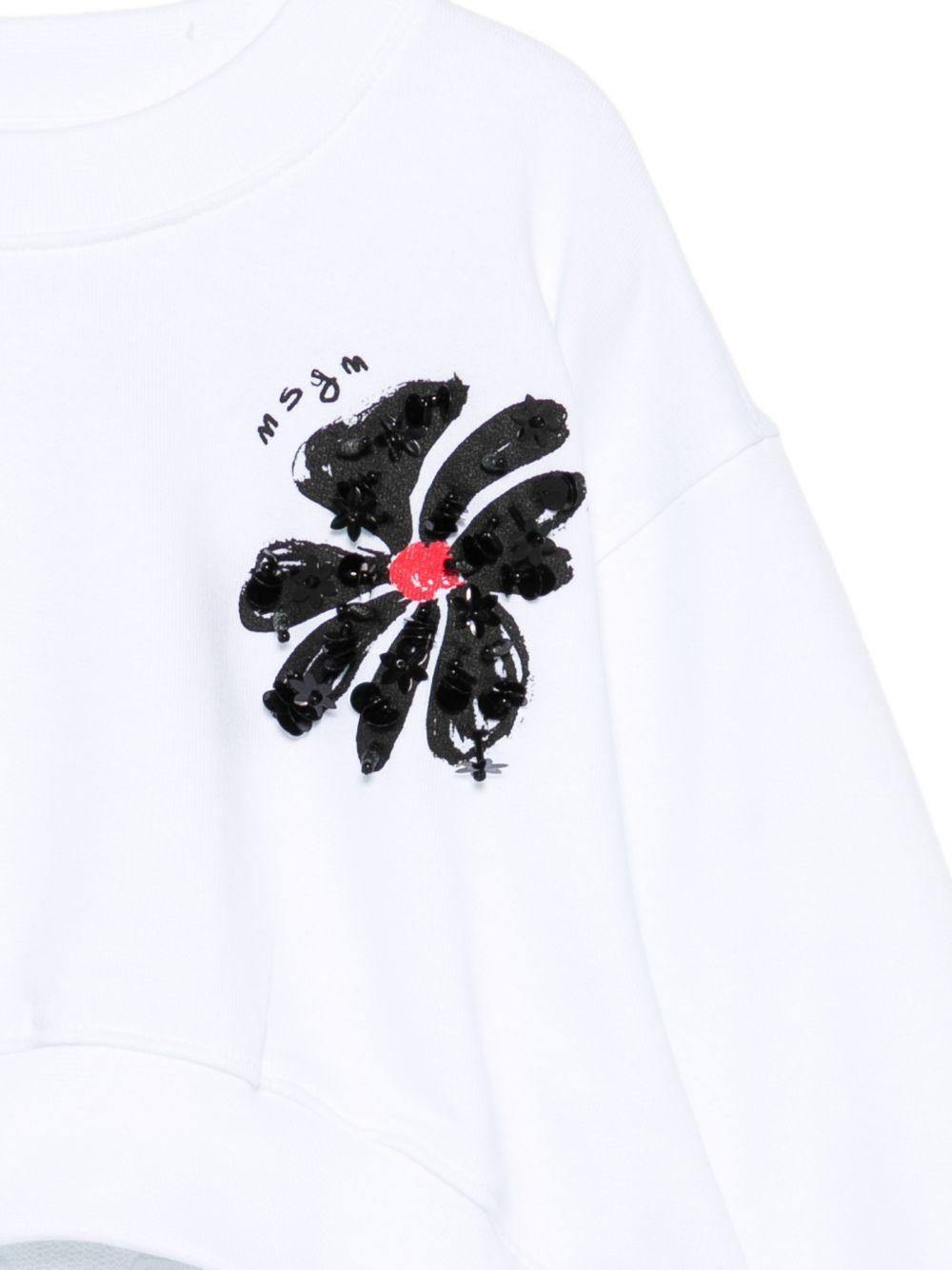 Felpa per bambina MSGM Kids bianca con applicazione logo S6MSJGSW079 001 MSGM KIDS