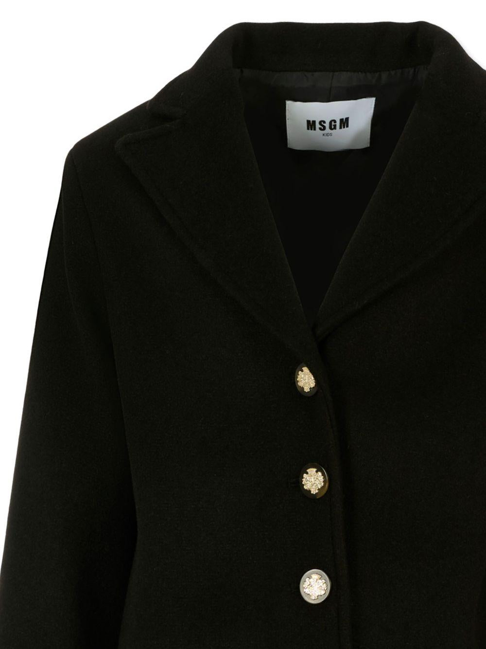 Cappotto per bambina MSGM Kids nero con polsini svasati F5MSJGCO114 110 MSGM KIDS