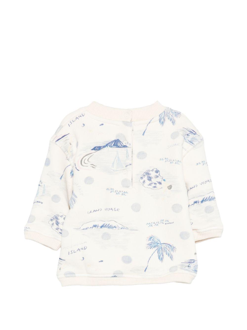 Felpa per neonato Bonpoint bianco con stampa grafica all-over S06YSWK00003 615 BONPOINT KIDS