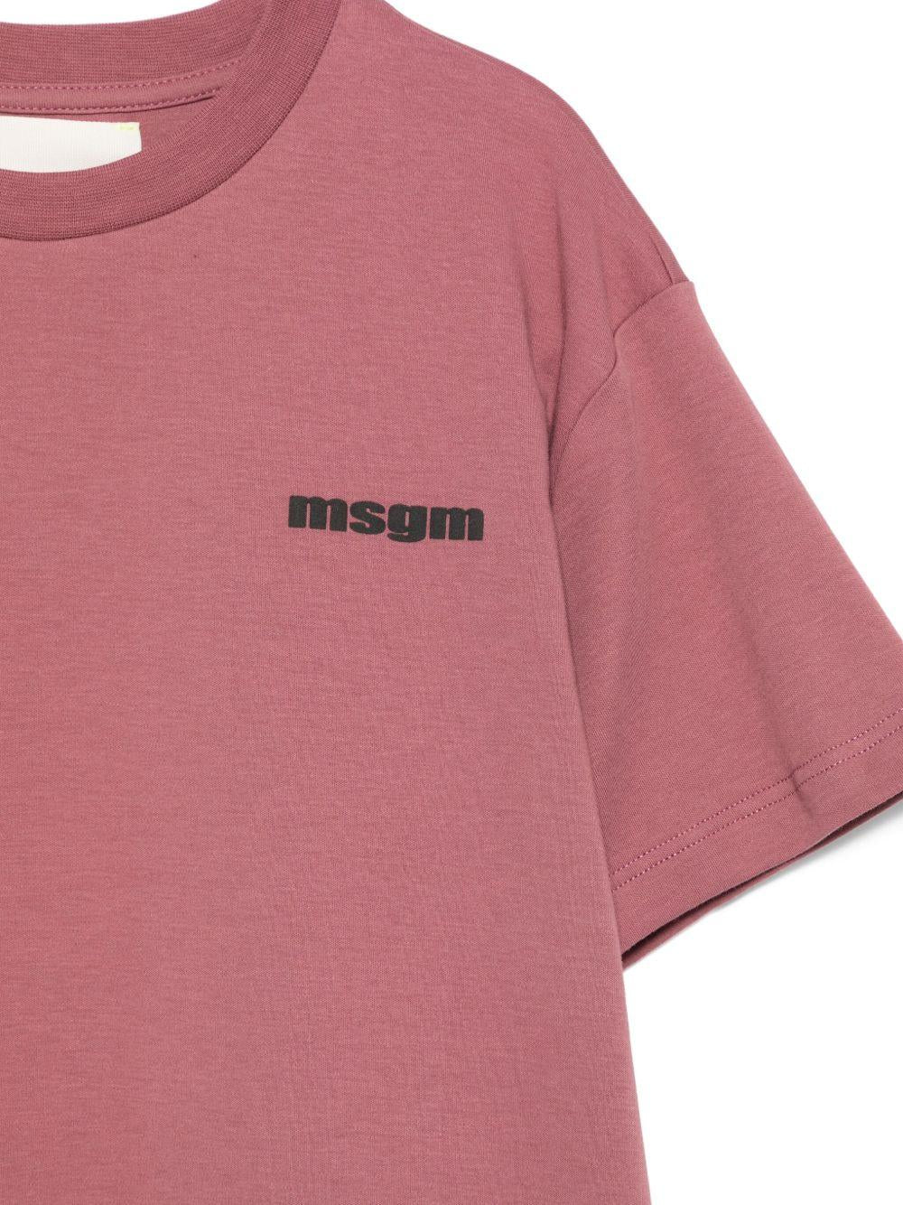 T-shirt per bambini MSGM Kids rosa con stampa logo F5MSJUTH056 MS045 MSGM KIDS