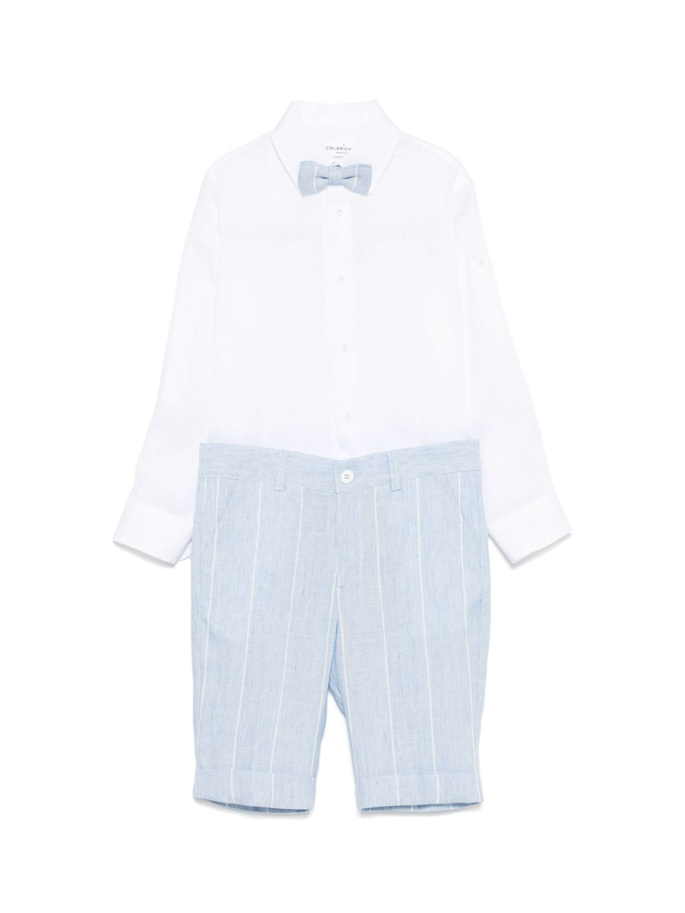 Set pantaloncini e maglietta a righe per bambino Colorichiari bianco con patta frontale MB308070 4852 50 COLORICHIARI