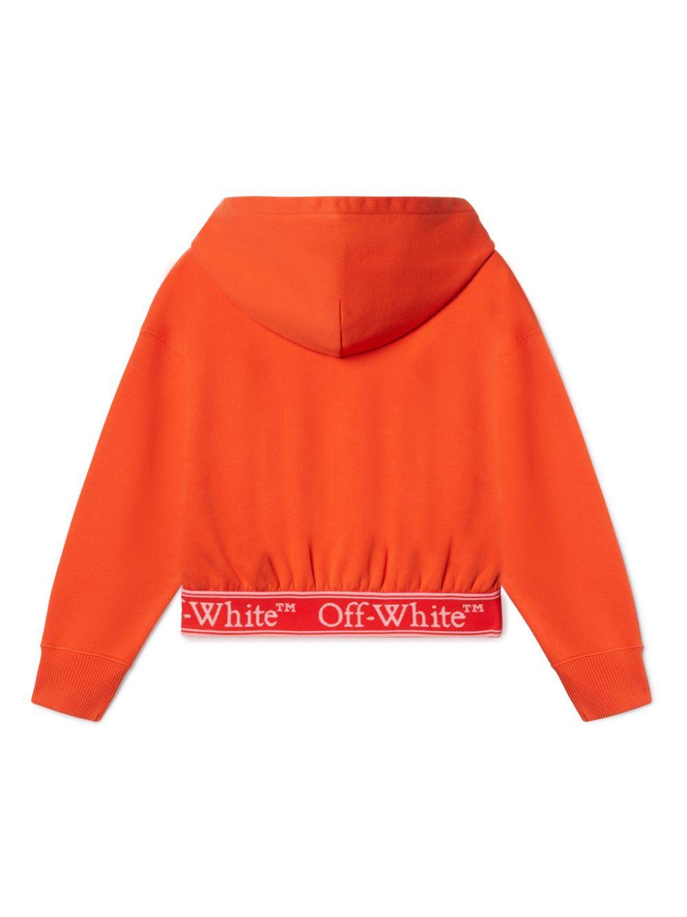 Felpa per bambina Off-White Kids Bookish arancione con banda logo OGBB005S25FLE001 2630 OFF WHITE KIDS