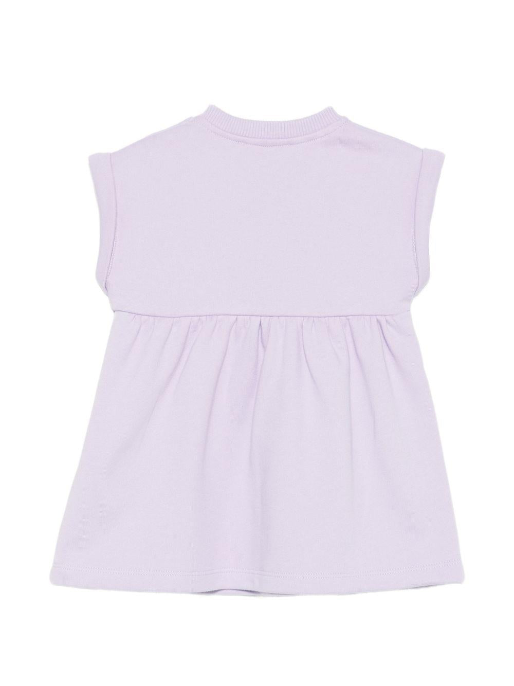 Abito per neonata Moschino Kids viola con stampa Teddy Bear MDV0DFLCA86 51683 MOSCHINO KIDS