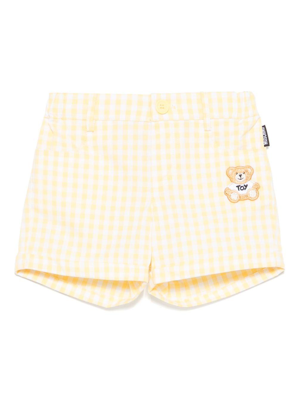 Shorts a quadretti per neonato Moschino Kids giallo con tasche posteriori MMQ00RLME05 85025 MOSCHINO KIDS