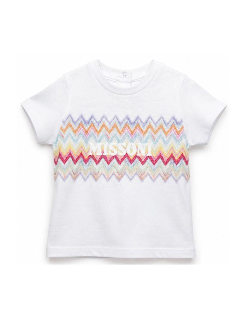 T-shirt per neonati Missoni Kids bianca con motivo a zigzag MY8031 Z3672 100MC MISSONI KIDS