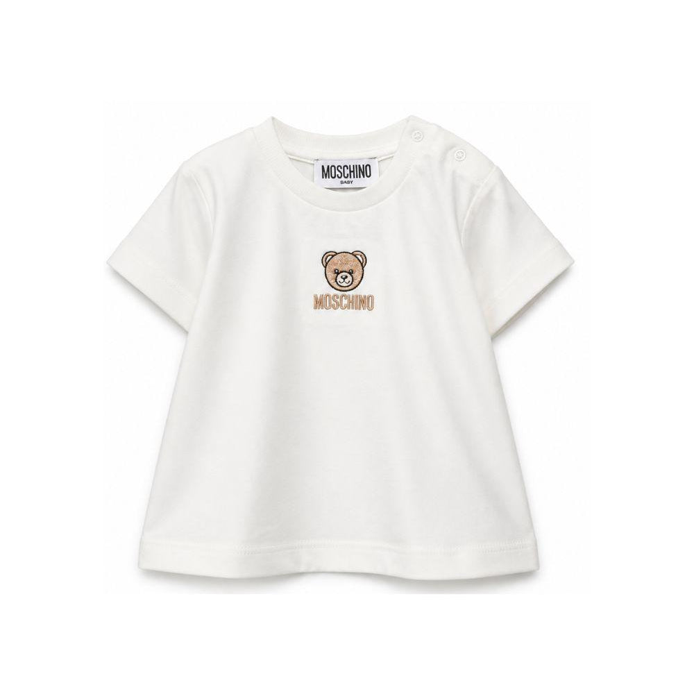 T-shirt per neonati Moschino Kids bianca con applicazione Teddy Bear MYM047LAA23 10063 MOSCHINO KIDS