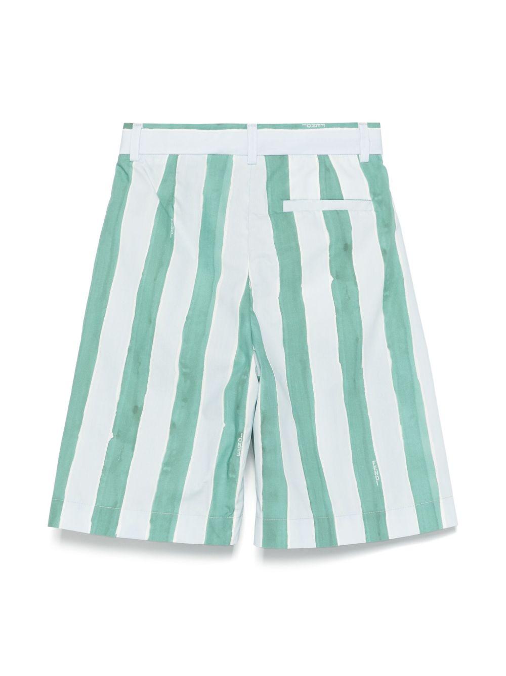 Shorts per bambino Fendi Kids bianco a righe verticali verdi JMF516 AS67 F1R0V FENDI KIDS