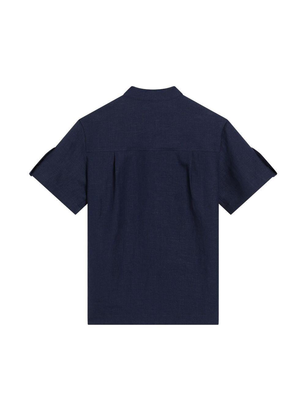 Camicia per bambino Dolce & Gabbana Kids blu con colletto alla coreana L44S25 FU4GI B1823 DOLCE & GABBANA KIDS