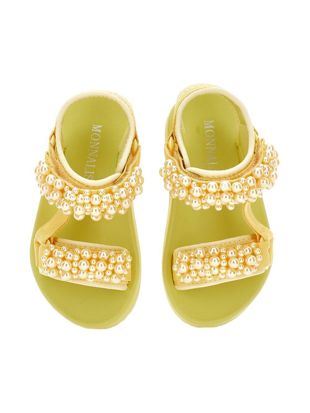 Sandali per bambina Monnalisa gialli con applicazioni a perline 8CG012 7700 0014 MONNALISA KIDS