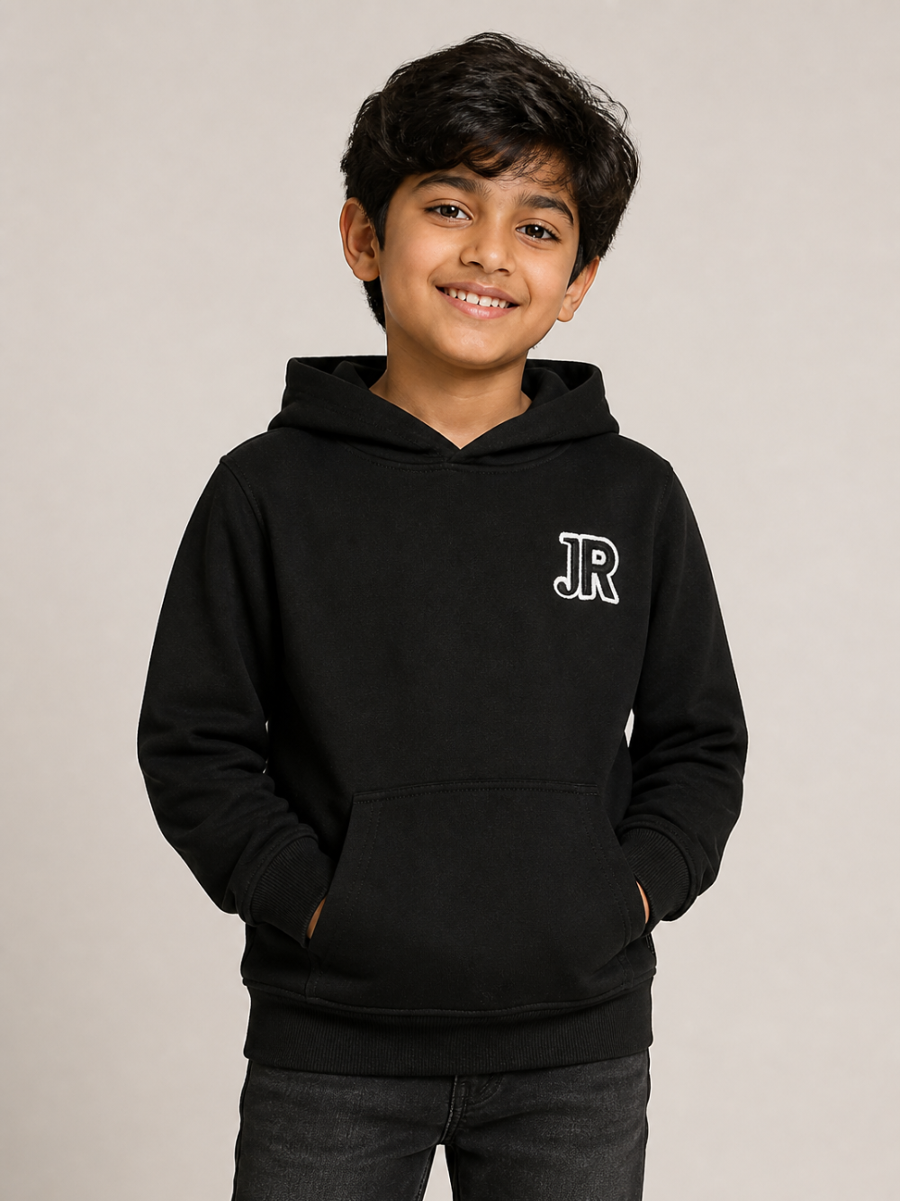 felpa per bambino John Richmond Junior nera con patch logo RBA26005FE BLACK JOHN RICHMOND KIDS