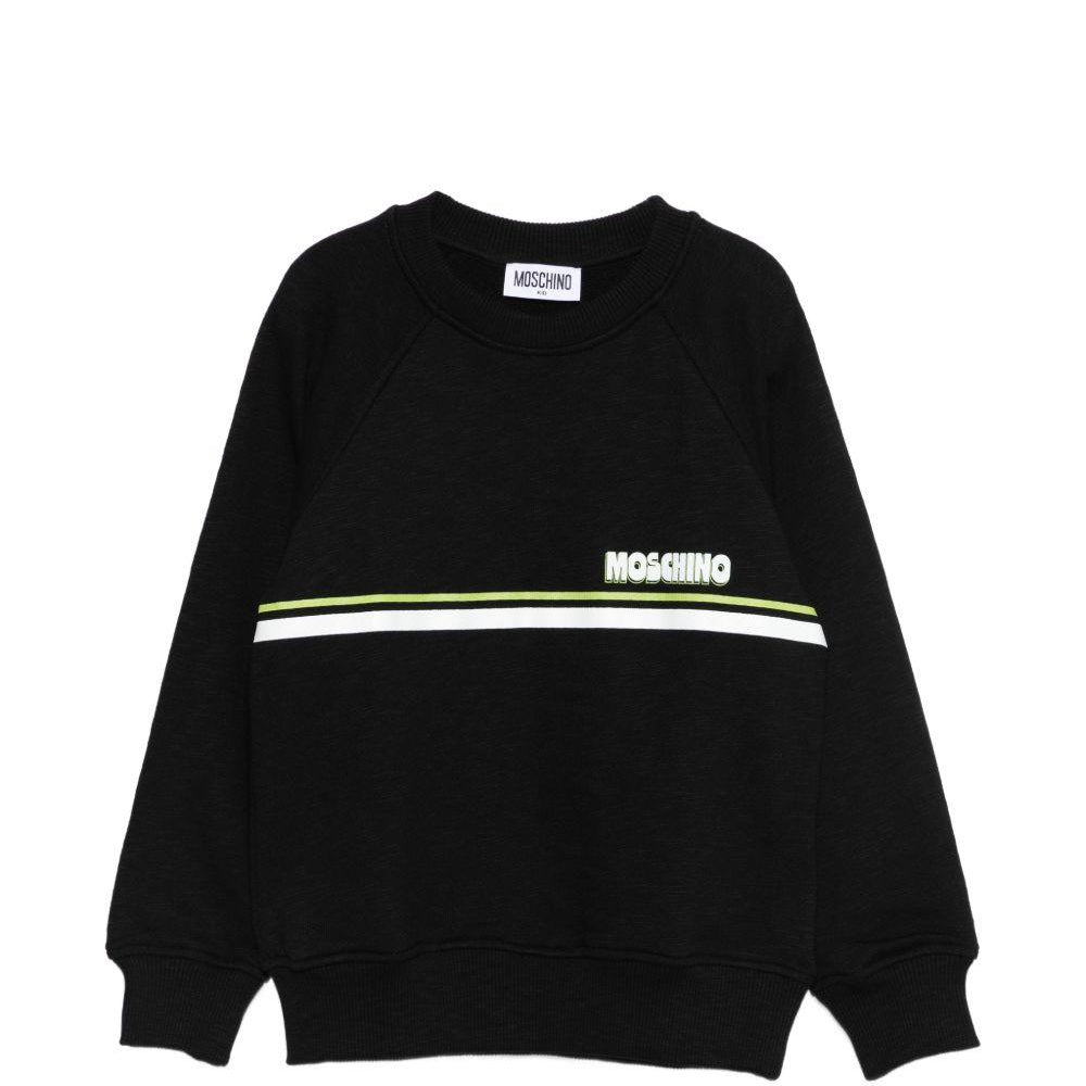 Felpa per bambino Moschino Kids nera con logo sul davanti HUF09MLCA88 60100 MOSCHINO KIDS