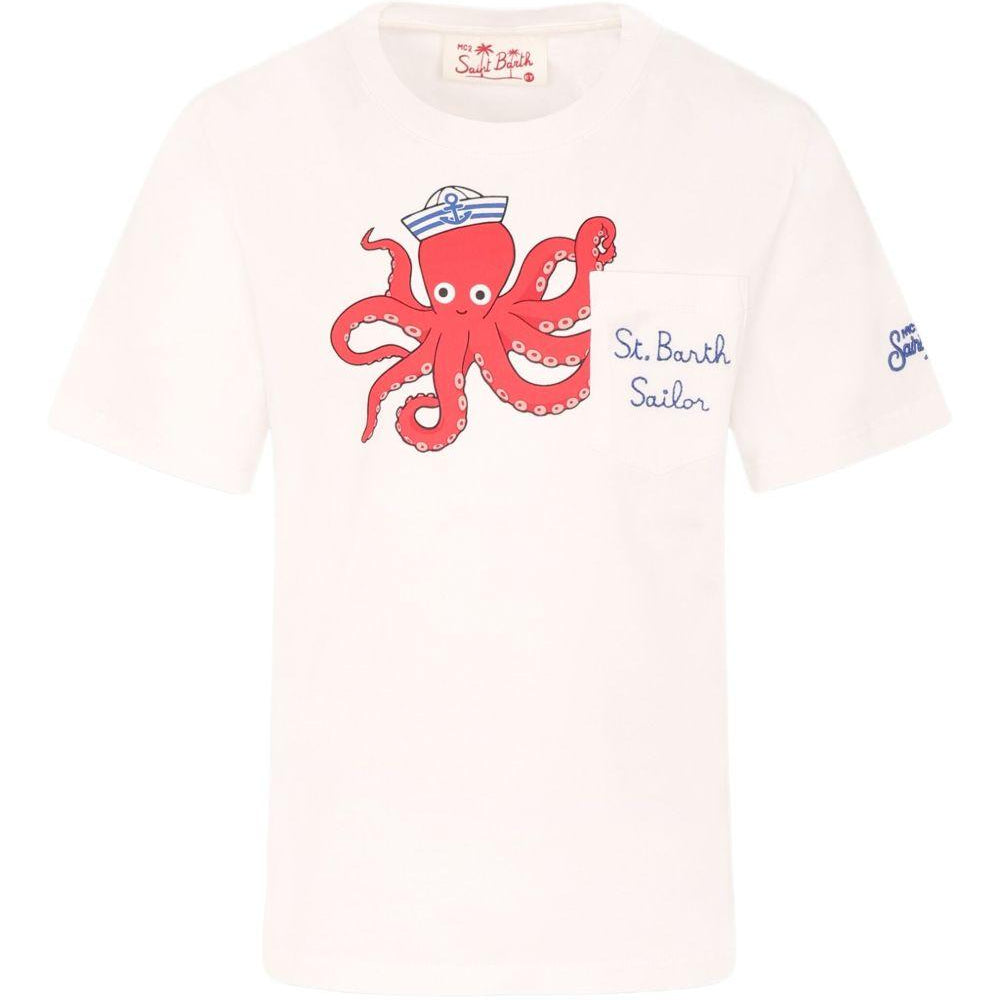 T-shirt per bambino MC2 St. Barth Kids bianca con stampa grafica sul davanti EDD0001 01947L MC2 ST. BARTH KIDS