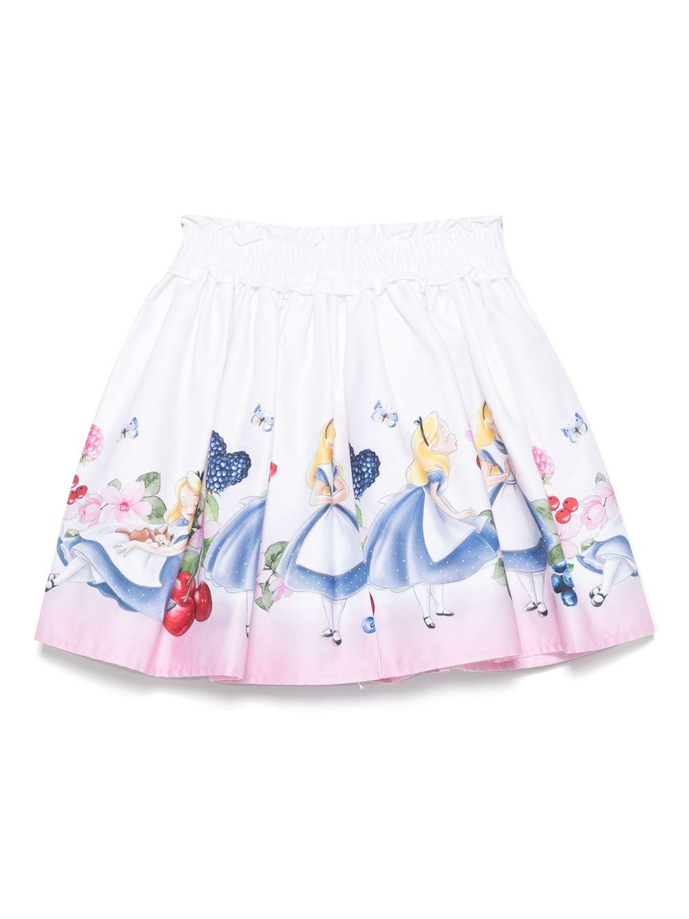 Gonna per bambina Monnalisa Alice x Disney bianco in raso 11E707 5665 9990 MONNALISA