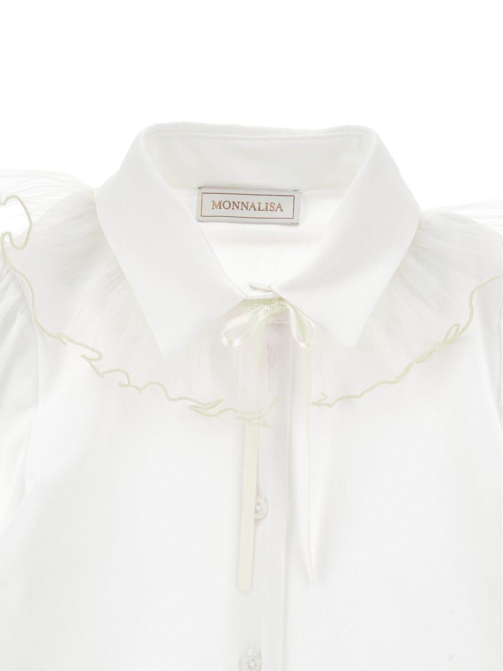 Camicia per bambina Monnalisa Kids bianca con colletto con ruches 17H300 8201 0001 MONNALISA KIDS