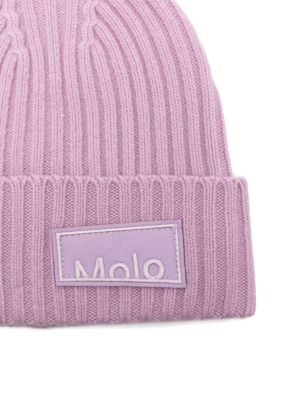 Berretto per bambina Molo rosa con logo a coste 7W25S304 8765 MOLO