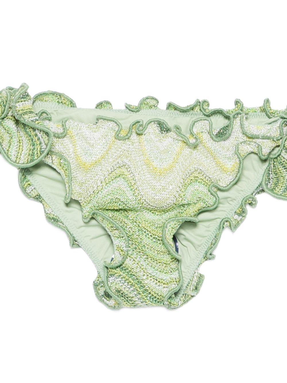 Costume per bambina MC2 Saint Barth Kids verde con bordo arricciato CRIC001 01121L MC2 ST. BARTH KIDS