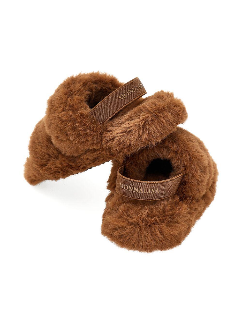 Sandali per bambina Monnalisa marrone in pelliccia sintetica 87F004 6708 0006 MONNALISA